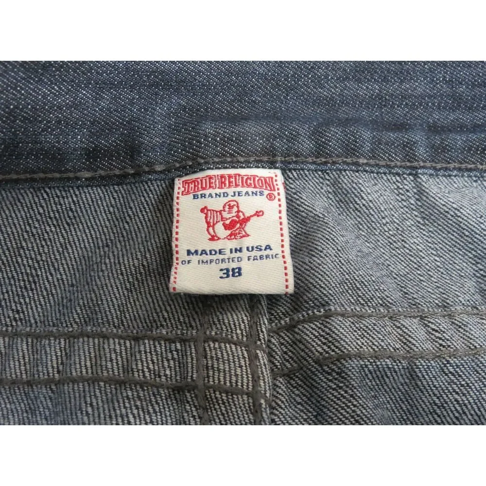 Mens‎ True Religion Jeans Dark Blue Size 38 Cotton USA Rainbow Billy Flap Pocket